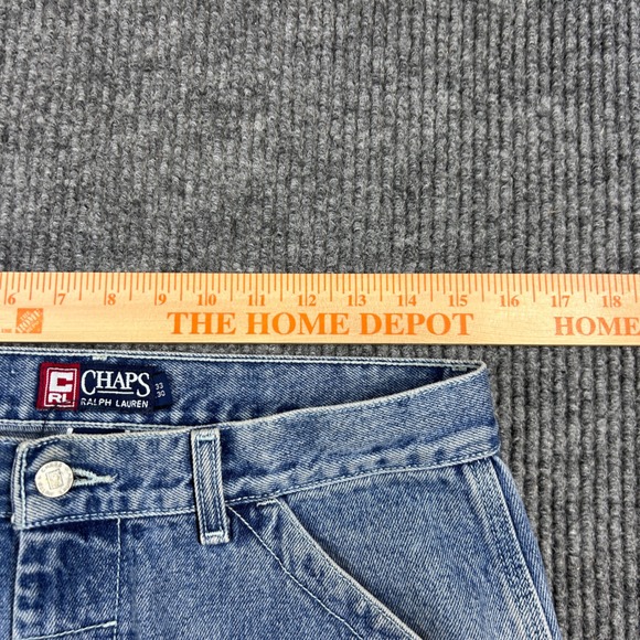 Vintage Chaps Ralph Lauren Jeans Men's 33x30 Blue Carpenter Baggy Logo Tape Hem - Picture 9 of 9